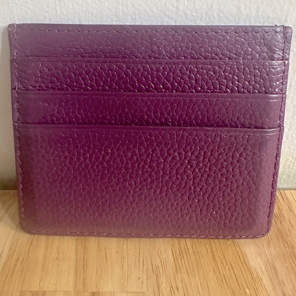 Purple Leather Card Holder Slim Wallet